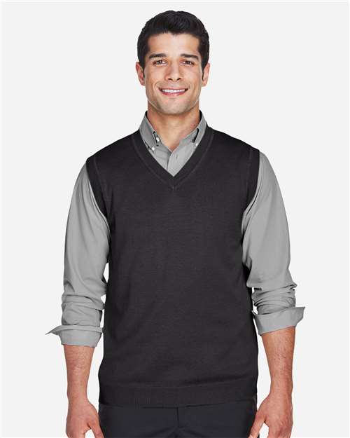 Unisex V-Neck Sweater Vest - - 15720 Black 8-8.9 oz 807B2 AB Exclusive Brands CA New ab Cotton - 100% D477 Devon & Jones Knit Mens & Unisex New AB Polos & Knits S&S Deep Deals S&S Exclusive Brands Sleeveless Sweaters Tops V-Neck Vests Wovens