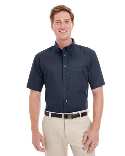 Men's Foundation Short Sleeve Cotton Twill Dress Shirt with Teflon - - 15725 Dark Navy 6XL 6-6.9 oz 830B9 AB Exclusive Brands CA New ab Cotton - 100% Dress Shirts Harriton M582 Mens & Unisex New AB Pockets S&S Deep Deals S&S Exclusive Brands Short Sleeves Stain Resistant Teflon Tops Workwear Wovens Wovens & Dress Shirts