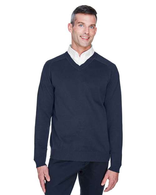 Men's V-Neck Sweater - - 15739 Navy 8-8.9 oz 805B2 AB Exclusive Brands CA New ab Cotton - 100% D475 Devon & Jones Knit Long Sleeves Mens & Unisex New AB Polos & Knits S&S Deep Deals S&S Exclusive Brands Sweaters Tops V-Neck Wovens
