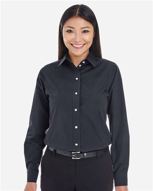 Women's Crown Collection® Striped Woven Dress Shirt - - 13428 Black Graphite 680B2 AB Exclusive Brands CA New ab Devon & Jones DG534W Dress Shirts Long Sleeves New AB S&S Deep Deals Stain Resistant Tops Womens Wovens Wovens & Dress Shirts Wrinkle Free