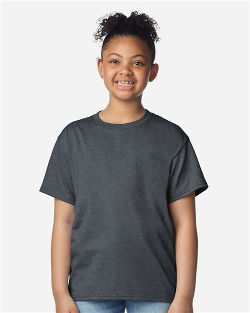 Gildan 3000B, Youth Light Cotton T-shirt, Dark Heather