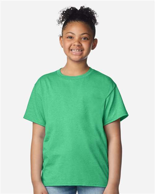 Gildan 3000B, Youth Light Cotton T-shirt, Heather Irish Green