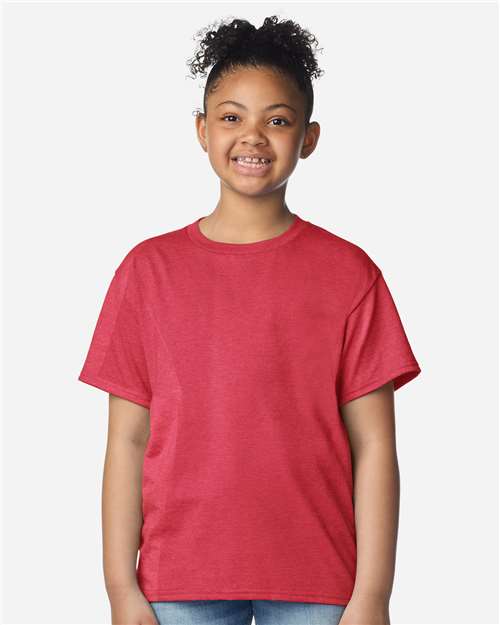 Gildan 3000B, Youth Light Cotton T-shirt, Heather Red