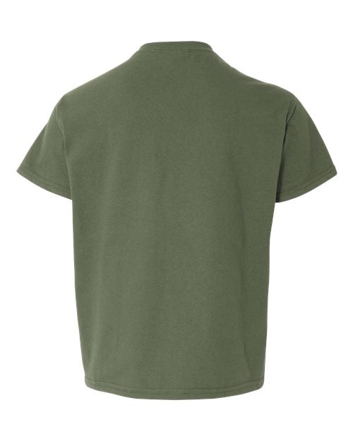 Gildan 3000B, Youth Light Cotton T-shirt, Military Green