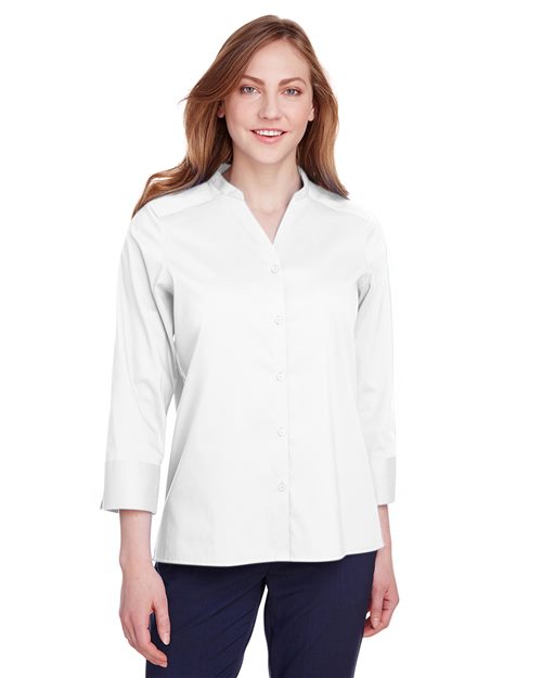 Women's Crown Collection® Stretch Broadcloth Three-Quarter Sleeve Blouse - - 13295 3/4 Sleeves 691B2 AB Exclusive Brands CA New ab Devon & Jones DG560W Dress Shirts New AB S&S Deep Deals Stain Resistant Tops Womens Wovens Wovens & Dress Shirts Wrinkle Free