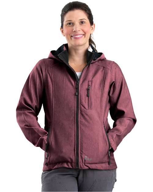 Women’s Hooded Soft Shell Jacket - - 15994 Maroon 235A4 9-9.9 oz AB Retail Exclusive Brands Berne Apparel CA New ab Drawstring Full-Zips Hooded Jackets Long Sleeves New AB Outerwear Pockets Polyester - 100% Water Resistant Windbreakers WJS301 Womens Workwear Wovens