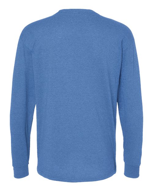 M&O 4820, Unisex Gold Soft Touch Long Sleeve T-shirt, Heather Royal