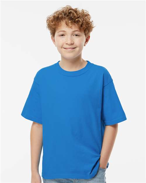 M&O 4850, Youth Gold Soft Touch T-shirt, Ocean Blue