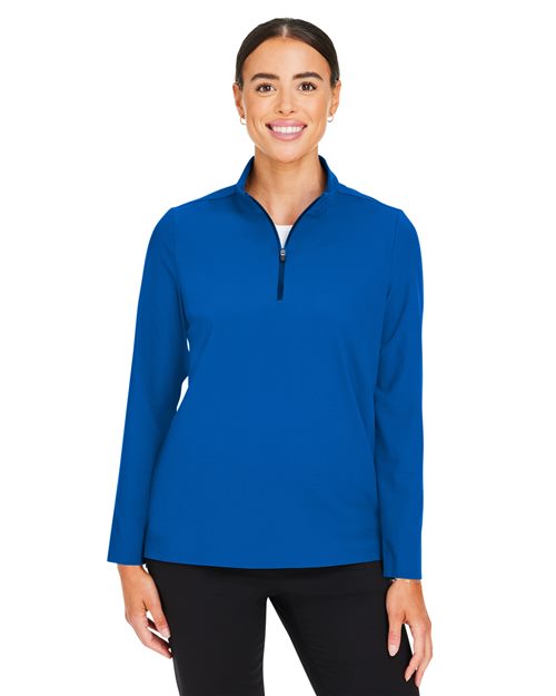 Women's CrownLux Performance® Windsor Welded Quarter-Zip Pullover - - 13392 5-5.9 oz 651B2 AB Exclusive Brands CA New ab Devon & Jones DG410W Long Sleeves Moisture-Management New AB Nylon Performance Polos & Knits Pullovers Quarter-Zips S&S Exclusive Brands Spandex Sun/UV Protection Tops Womens Zips