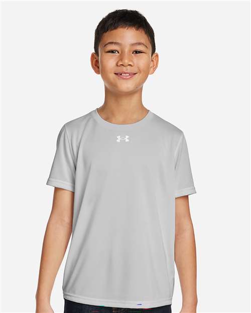 Under Armour 1377487, Youth Tech Team T-shirt, Mod Grey Light Heather/ White