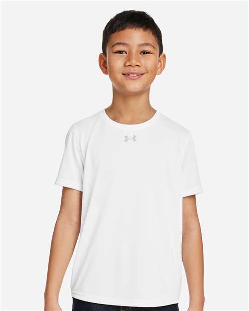 Under Armour 1377487, Youth Tech Team T-shirt, White/ Mod Grey