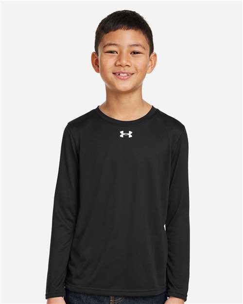 Under Armour 1377488, Youth Tech Team Long Sleeve T-shirt, Black/ White