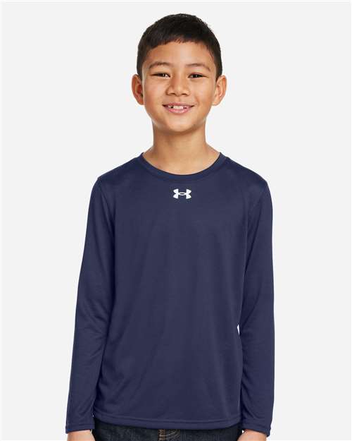 Under Armour 1377488, Youth Tech Team Long Sleeve T-shirt, Midnight Navy/ White