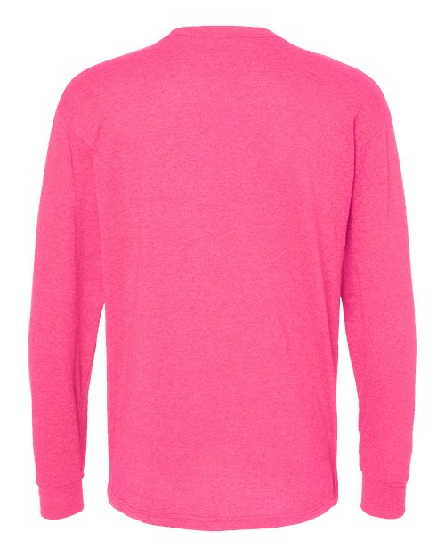 M&O 4820, Unisex Gold Soft Touch Long Sleeve T-shirt, Neon Pink