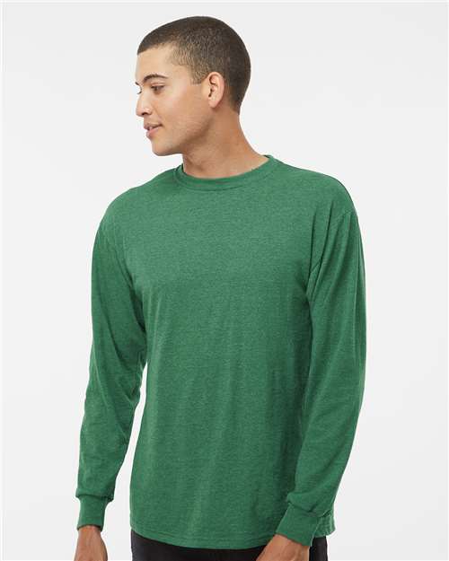 M&O 4820, Unisex Gold Soft Touch Long Sleeve T-shirt, Heather Kelly Green