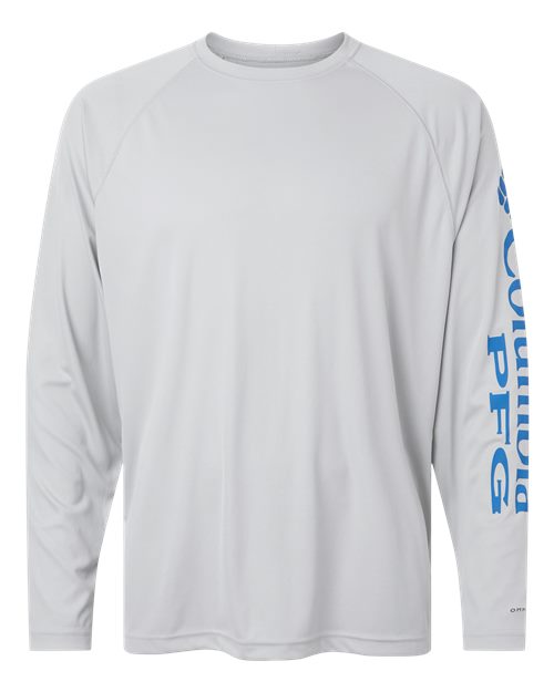 Columbia 212472, Men's Pfg Terminal Tackle Long Sleeve T-shirt, Cool Grey/ Vivid Blue