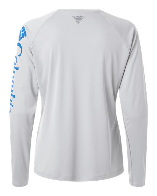 Columbia 212485, Women's Pfg Tidal Tee Ii Long Sleeve, Cool Grey/ Vivid Blue