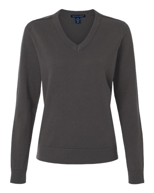 Devon & Jones DG445W, Women's New Classics V-neck Sweater, Graphite