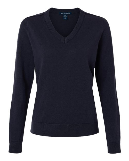 Devon & Jones DG445W, Women's New Classics V-neck Sweater, Navy