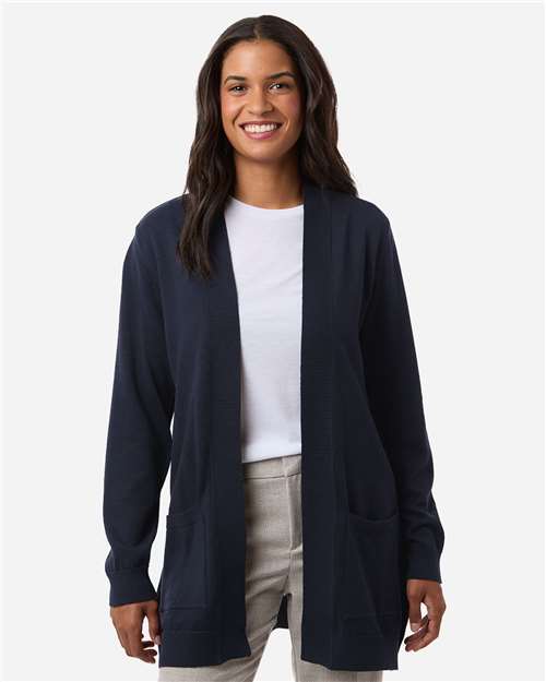 Women's New Classics Open Cardigan Sweater - - 16190 Navy 015B2 7-7.9 oz Apparel CA New ab Devon & Jones DG447W Explore Medical & Med Spa Explore Medical & Med Spa Staff Uniforms Fleece - Premium - Crew Knit Recycled Sustainable Materials Sustainable Styles Sweaters Womens