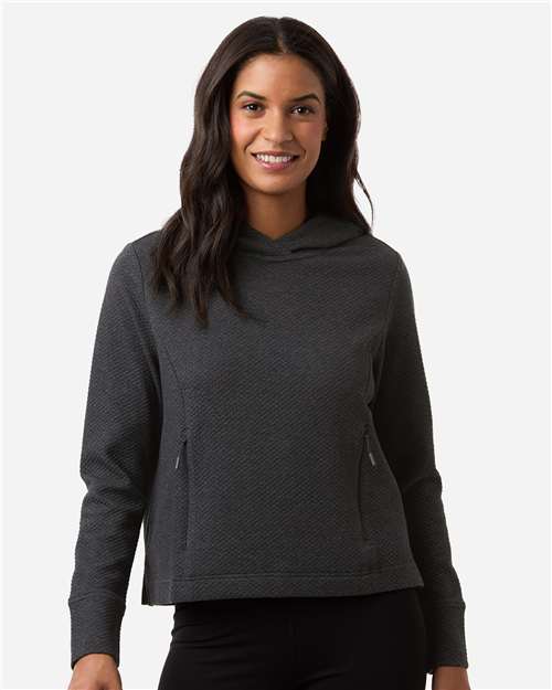 North End NE729W, Women's Spirit Textured Hooded Pullover, Black Heather
