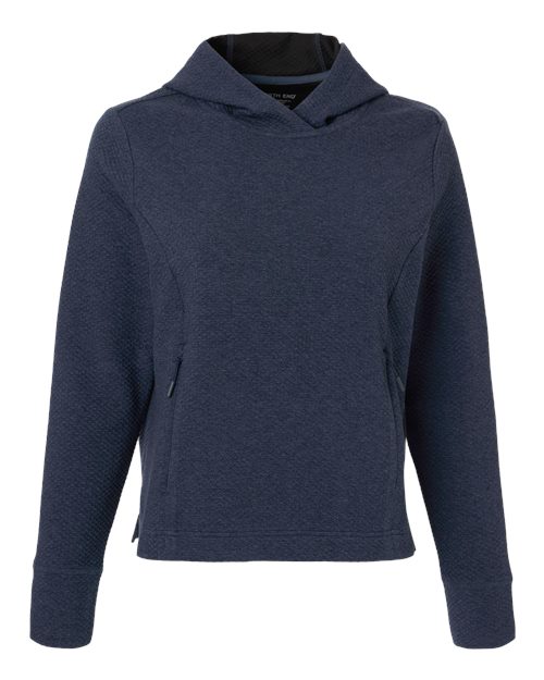 North End NE729W, Women's Spirit Textured Hooded Pullover, Classic Navy Heather