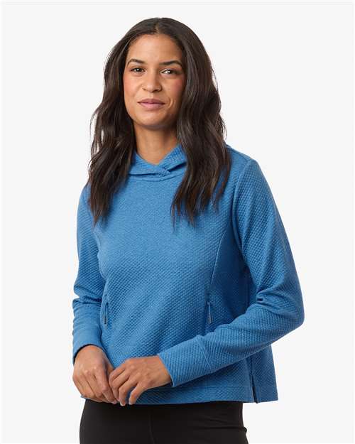 North End NE729W, Women's Spirit Textured Hooded Pullover, Light Nautical Blue Heather