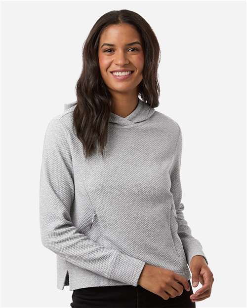 North End NE729W, Women's Spirit Textured Hooded Pullover, Platinum Heather