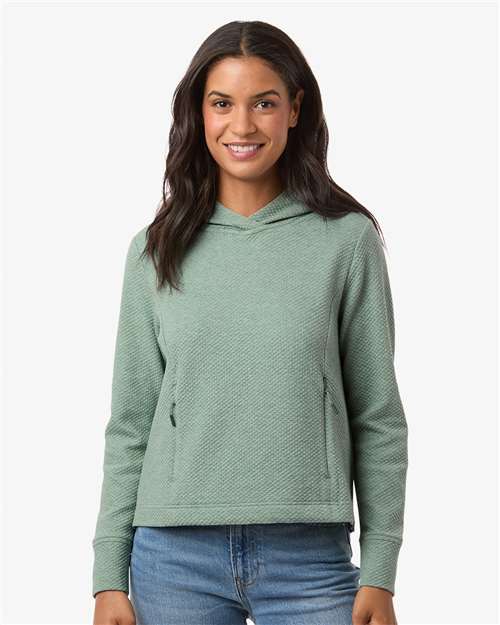 North End NE729W, Women's Spirit Textured Hooded Pullover, Sage Green Heather