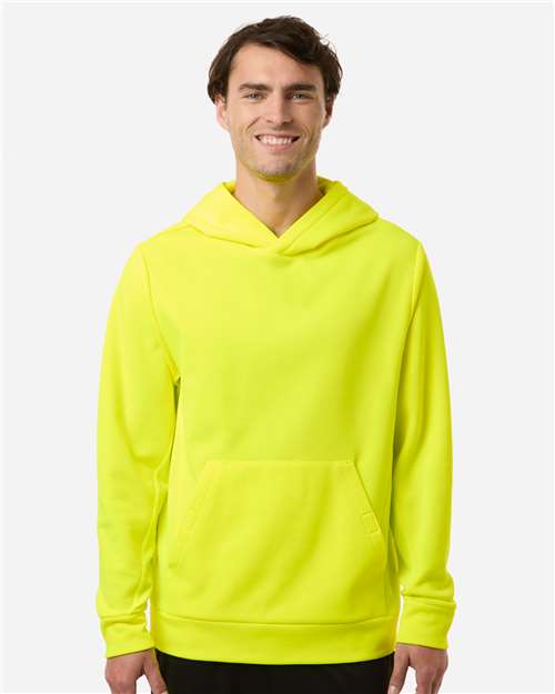 Team 365 TT400, Unisex Squad Hooded Tech Fleece Pullover, Safety Yellow