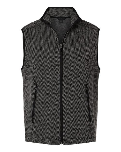 North End NE731, Men's Jasper Jacquard Fleece Vest, Black/ Grey