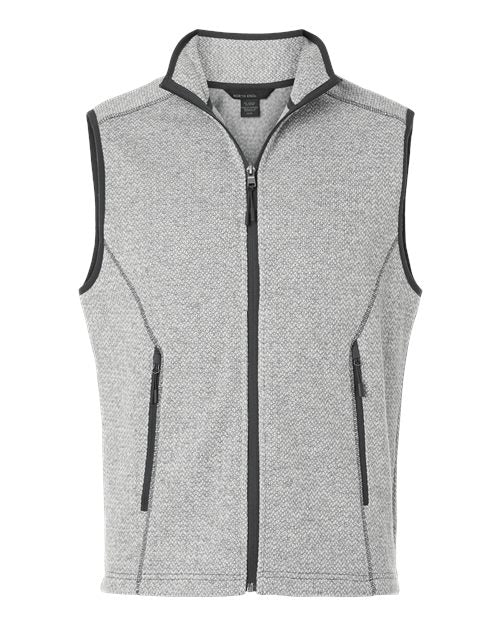 North End NE731, Men's Jasper Jacquard Fleece Vest, Grey/ White