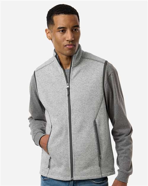 North End NE731, Men's Jasper Jacquard Fleece Vest, Grey/ White