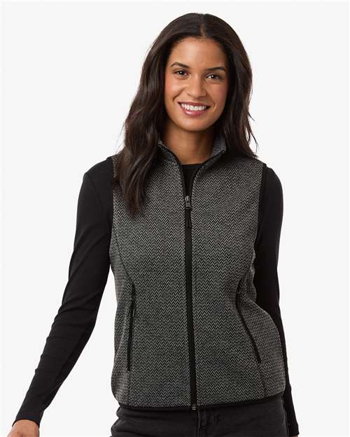 Women's Jasper Jacquard Fleece Vest - - 16203 Black Grey 008D3 2026 What's New - Outerwear 9-9.9 oz Apparel Corporate Corporate Outings & Events Corporate Trade Show & Conferences Fleece Full-Zips NE731W New North End Outerwear Polyester Recycled Sustainable Materials Sustainable Styles Vests Womens