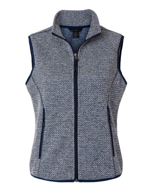 North End NE731W, Women's Jasper Jacquard Fleece Vest, Classic Navy/ White