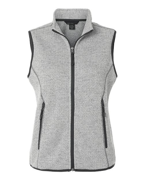 North End NE731W, Women's Jasper Jacquard Fleece Vest, Grey/ White