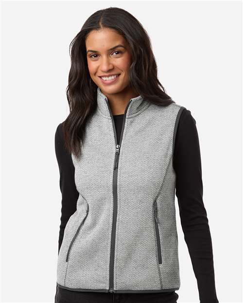 North End NE731W, Women's Jasper Jacquard Fleece Vest, Grey/ White