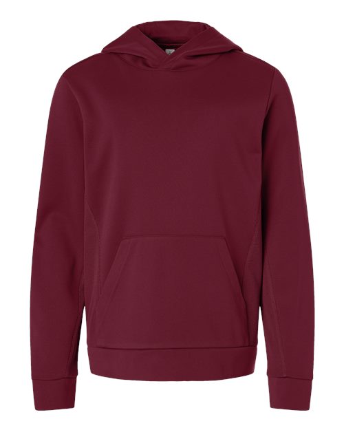 Team 365 TT400Y, Youth Squad Hooded Tech Fleece Pullover, Sport Maroon