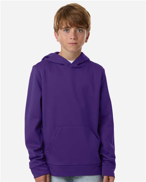 Team 365 TT400Y, Youth Squad Hooded Tech Fleece Pullover, Sport Purple