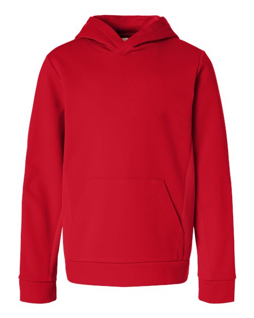 Team 365 TT400Y, Youth Squad Hooded Tech Fleece Pullover, Sport Red