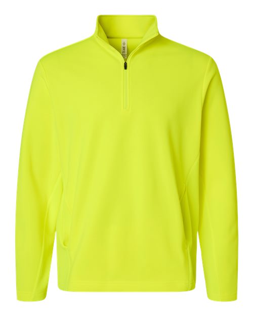 Team 365 TT401, Unisex Squad Cadet Quarter-zip Tech Fleece Pullover, Safety Yellow