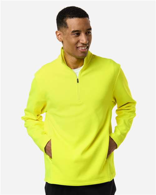 Team 365 TT401, Unisex Squad Cadet Quarter-zip Tech Fleece Pullover, Safety Yellow