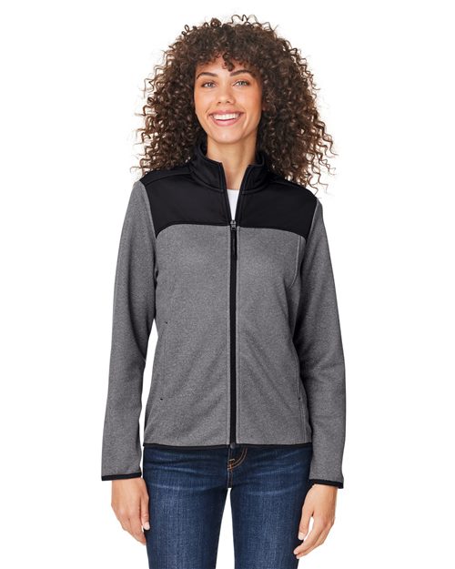 Women's Venture Heathered Stripe Hybrid Jacket - - 13515 320A7 8-8.9 oz AB Exclusive Brands Activewear CA New ab CE74W CORE365 Fleece Full-Zips Jackets Long Sleeves Moisture-Management New AB Outerwear Performance Pockets Polos & Knits Polyester - 100% S&S Exclusive Brands Stripes Tear Away Womens Zips