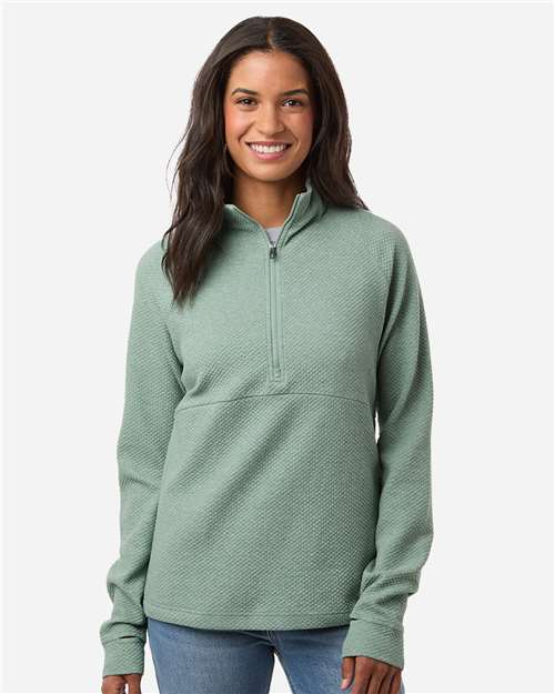 North End NE725W, Women's Spirit Textured Quarter-zip Pullover, Sage Green Heather