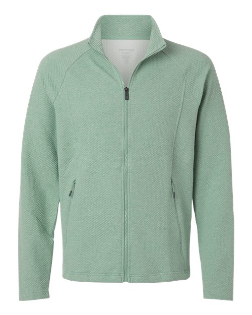 Men's Spirit Textured Full-Zip - - 14117 Sage Green Heather 209D3 8-8.9 oz AB Exclusive Brands Activewear CA New ab Cotton Full-Zips Jackets Knit Long Sleeves Mens & Unisex NE727 New AB North End Outerwear Performance Pockets Polos & Knits Polyester Socially Conscious Manufacturing Spandex Sun/UV Protection Sustainable Materials Sustainable Styles Tops Zips