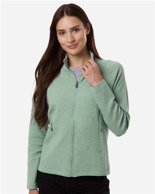 North End NE727W, Women's Spirit Textured Full-zip, Sage Green Heather
