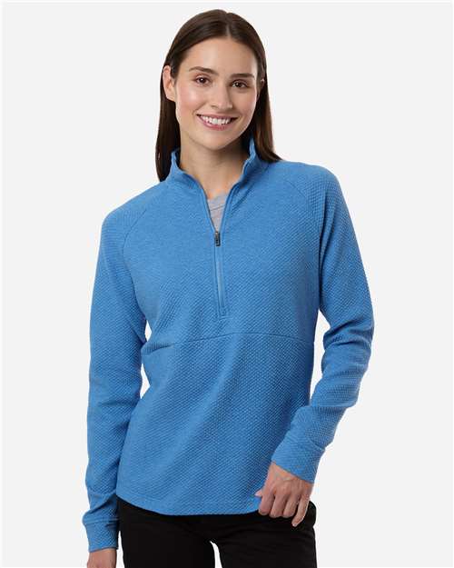 North End NE725W, Women's Spirit Textured Quarter-zip Pullover, Light Nautical Blue Heather