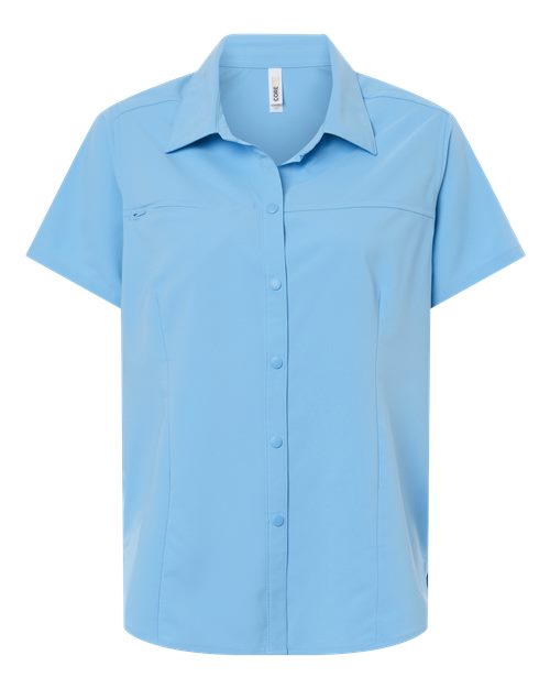 CORE365 CE520W, Women's Ultrauvp Shoreline Short Sleeve Staff Shirt, Columbia Blue
