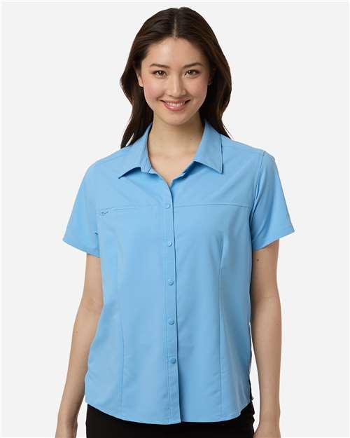 CORE365 CE520W, Women's Ultrauvp Shoreline Short Sleeve Staff Shirt, Columbia Blue