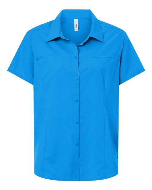 CORE365 CE520W, Women's Ultrauvp Shoreline Short Sleeve Staff Shirt, Electric Blue